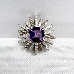David Yurman Starburst Ring with Amethyst and Diamonds